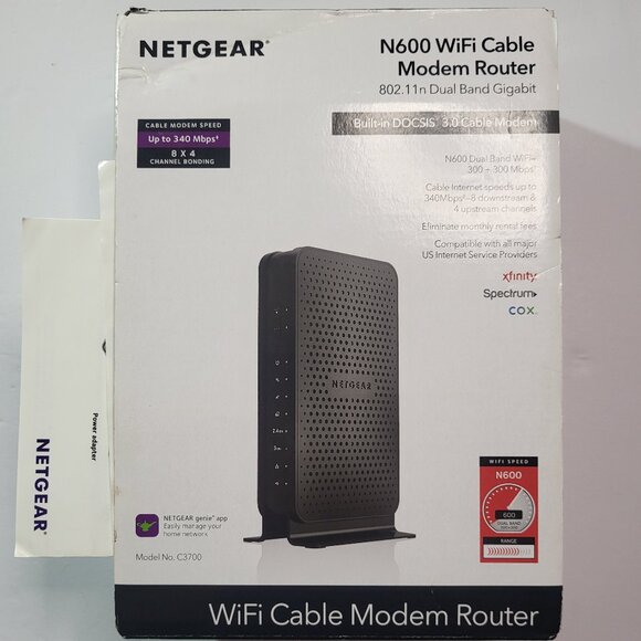 Netgear N600 WiFi Cable Modem Router 802. - Picture 1 of 7